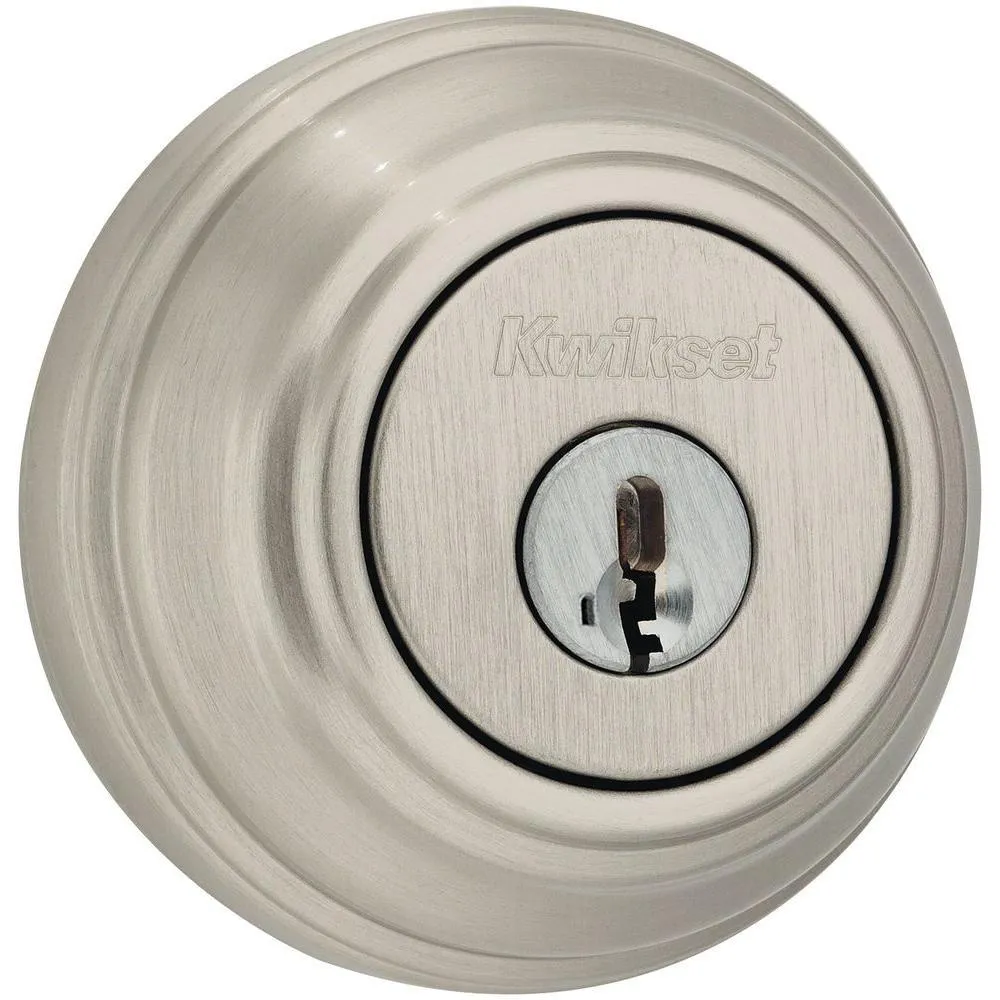 Kwikset Satin Nickel Single Cylinder Deadbolt featuring SmartKey Security with Microban Antimicrobial Technology, photo 3 of 6