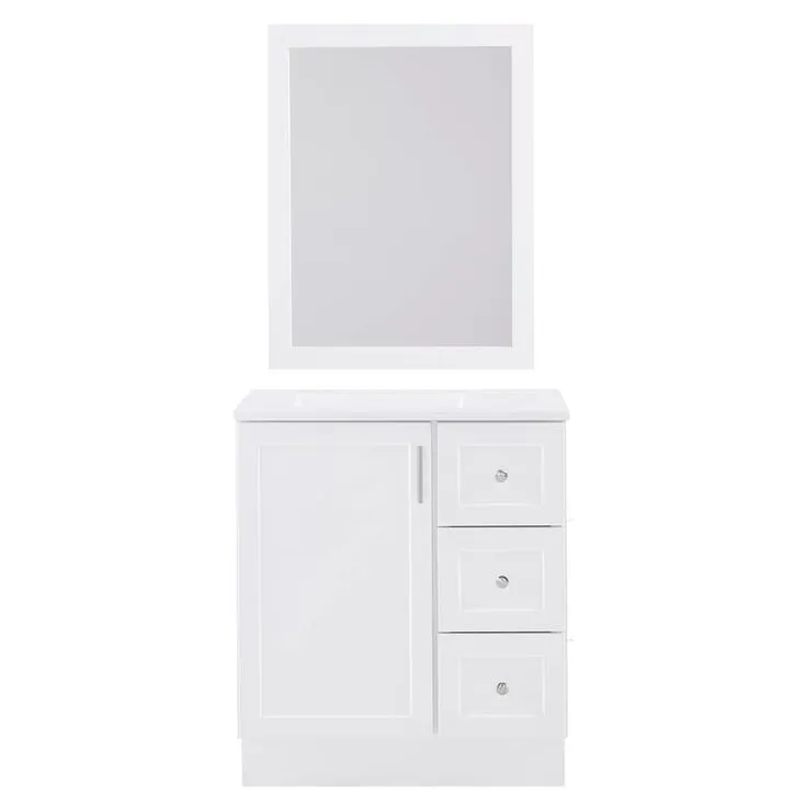 Style Selections Davies 30-in White Single Sink Bathroom Vanity with White Cultured Marble Top (Mirror Included), photo 6 of 8