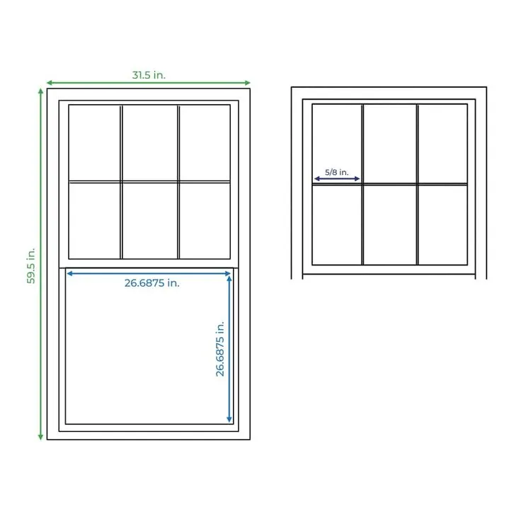 RELIABILT 150 Series New Construction 31-1/2-in x 59-1/2-in x 3-1/4-in Jamb White Vinyl Low-e Argon Single Hung Window with Grids Half Screen Included, photo 6 of 8