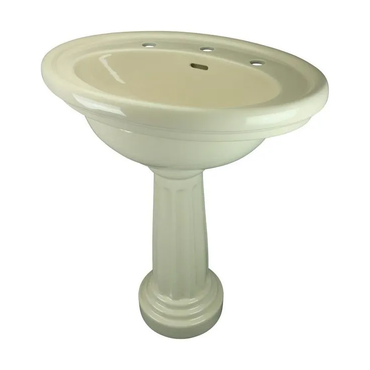 RENOVATORS SUPPLY MANUFACTURING Philadelphia 26 in. Pedestal Sink with Oval-Shaped Vessel China Gloss in Biscuit, photo 5 of 11