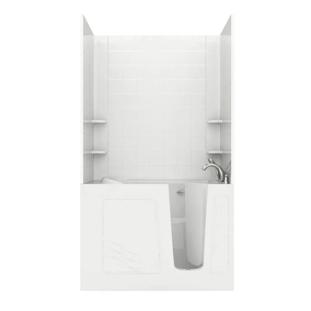 Rampart Nova Heated 5 ft. Walk-in Whirlpool and Air Bathtub with 6 in. Tile Easy Up Adhesive Wall Surround in White, photo 19 of 33