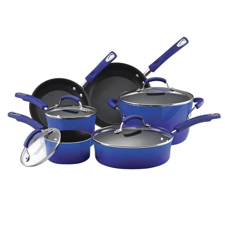 Classic Brights 14-Piece Aluminum Nonstick Cookware Set in Cranberry Red Gradient, photo 6 of 10