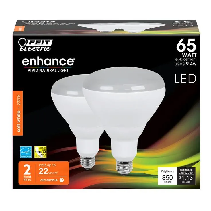 Feit Electric 65-Watt Equivalent BR40 Dimmable CEC Title 24 Compliant LED Energy Star 90+ CRI Flood Light Bulb in Soft White (12-Pack), photo 2 of 6