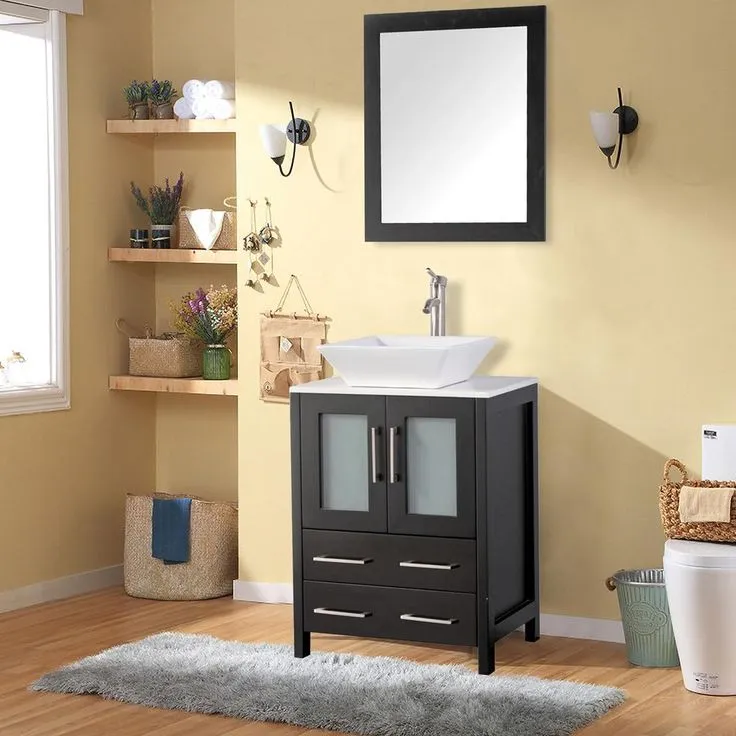Ravenna 30 in. W x 18.5 in. D x 36 in. H Bathroom Vanity in Grey with Single Basin Top in White Ceramic and Mirror, photo 7 of 10