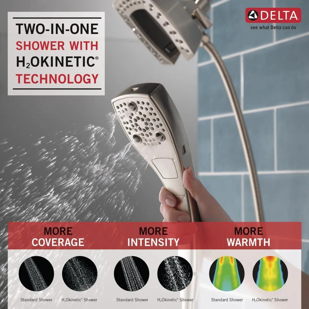 In2ition Two-in-One 5-Spray 5.8 in. Dual Wall Mount Fixed and Handheld Shower Head in Stainless, photo 4 of 17