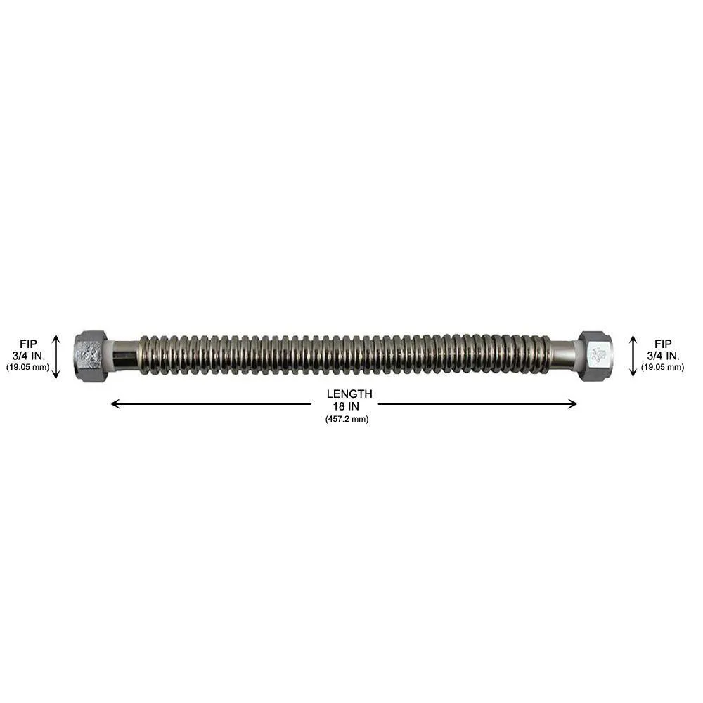 3/4 in. FIP x 3/4 in. FIP x 18 in. Stainless Steel Water Heater Connector, photo 2 of 11