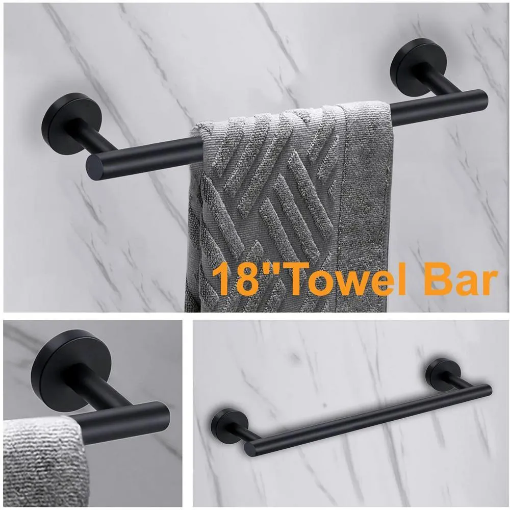 ruiling 24 in. Wall mount Towel Bar in Stainless Steel Matte Black, photo 5 of 11
