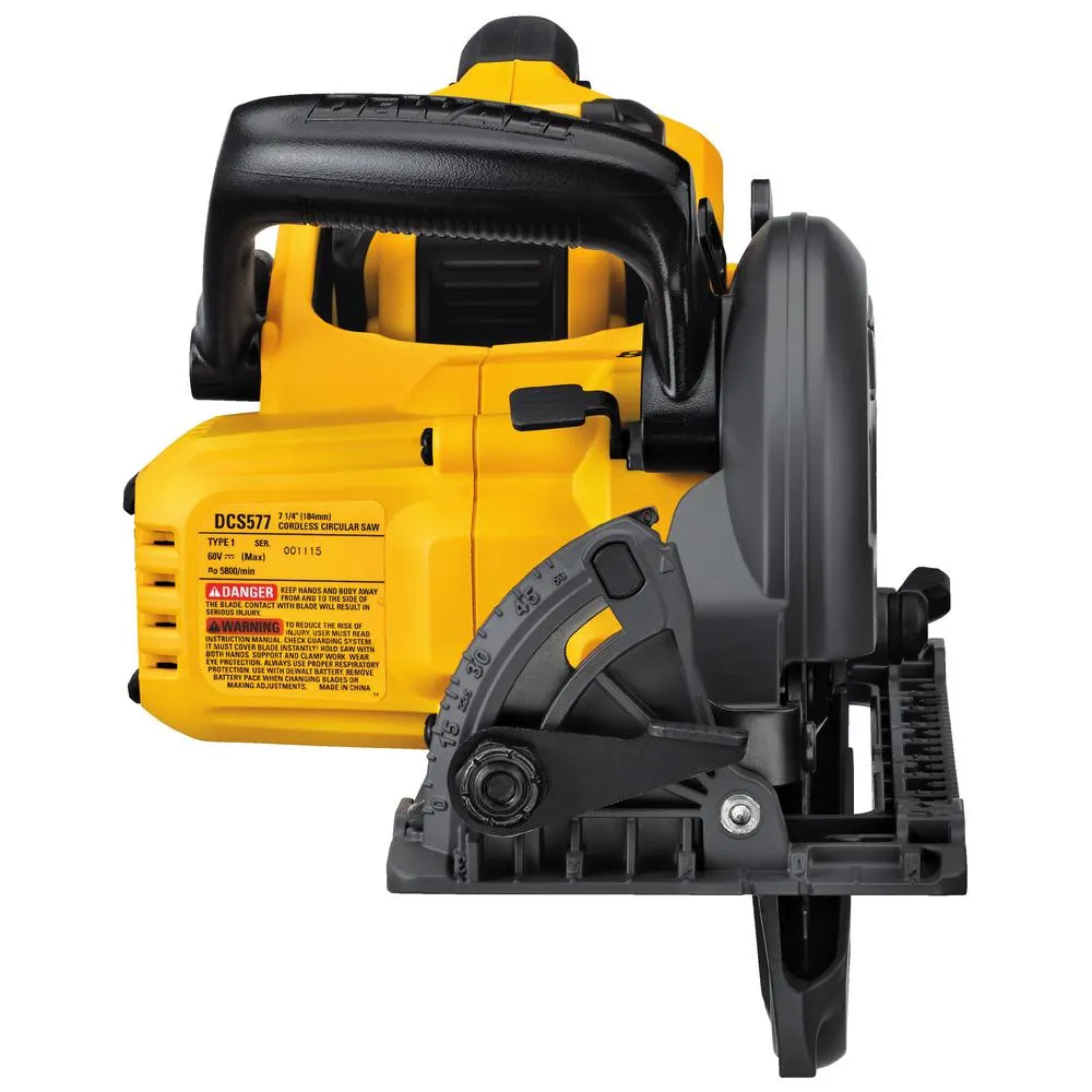 DEWALT FLEXVOLT 60-Volt MAX Lithium-Ion Cordless Brushless 7-1/4 in. Wormdrive Style Circ Saw w/ Battery 3Ah, Charger and Bag, photo 7 of 13