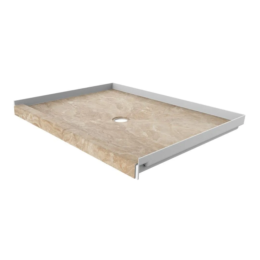 34 in. x 48 in. Single Threshold Shower Base with Center Drain in Calacatta White, photo 2 of 21