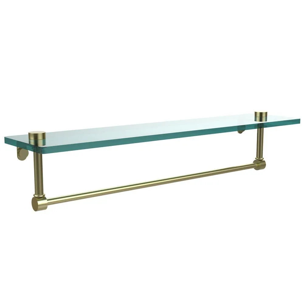 22 in. L x 5 in. H x 5 in. W Clear Glass Vanity Bathroom Shelf with Towel Bar in Satin Nickel, photo 8 of 15