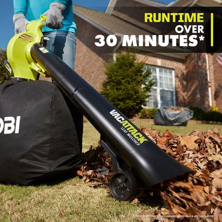 RYOBI 40-Volt Lithium-Ion Cordless Leaf Vacuum/Mulcher with 4.0 Ah Battery and Charger Included, photo 3 of 8