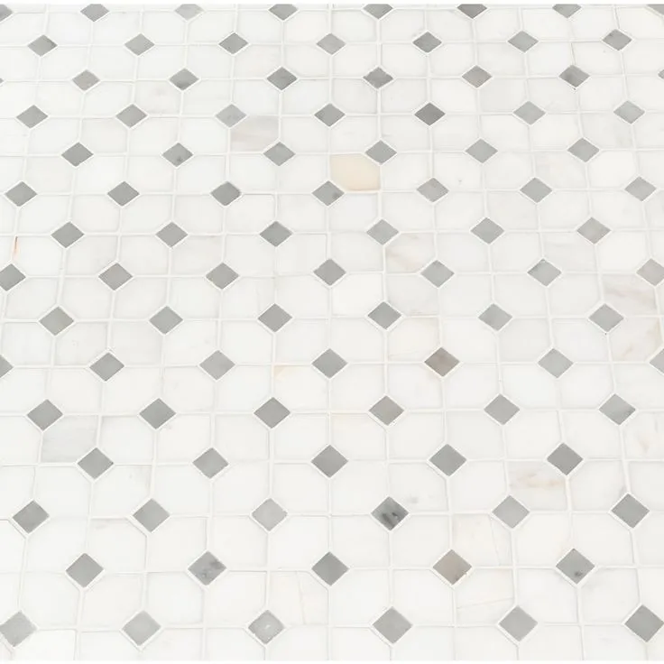 MSI Bianco Dolomite Dotty 12.31 in. x 12.36 in. x 10 mm Polished Marble Mesh-Mounted Mosaic Tile (10.6 sq. ft. / case), photo 2 of 10
