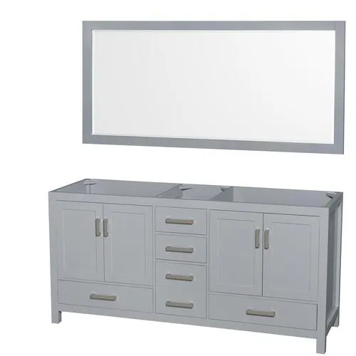 Wyndham Collection Sheffield 78.5-in Dark Gray Bathroom Vanity Cabinet with Mirror, photo 2 of 4