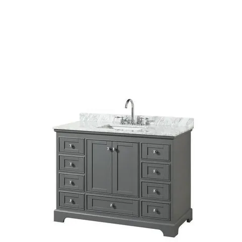 Deborah 48-in Dark Gray Single-Sink Vanity with White Carrara Marble Top