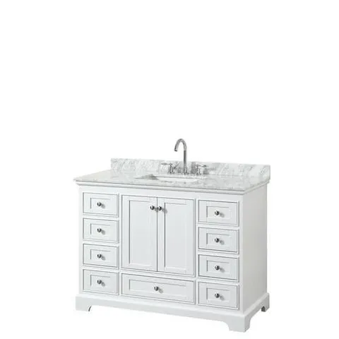 Deborah 48-in White Single-Sink Vanity with Carrara Marble Top