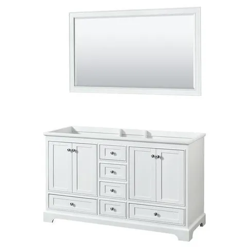 Deborah 60-in White Bathroom Vanity Cabinet with Mirror