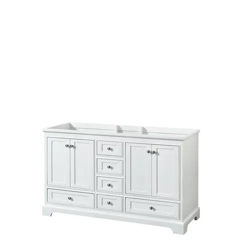 Deborah 59.25-in White Bathroom Vanity Base Cabinet (White/Chrome)