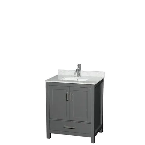 Sheffield 30-in Dark Gray Single Sink Vanity with Carrara Top