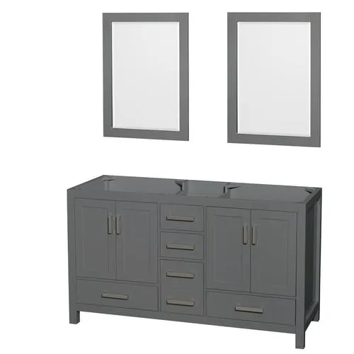 Wyndham Collection Sheffield 59-in Gray Bathroom Vanity Cabinet with Mirror, photo 2 of 4