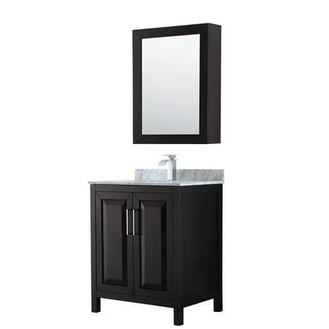 Daria 30" Dark Espresso Single-Sink Vanity with Carrara Marble Top & Mirror