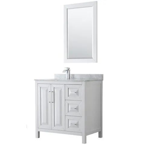 Daria 36-in White Single Sink Vanity with Carrara Marble Top