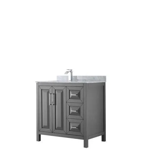 Daria 36" Dark Gray Single-Sink Vanity with White Carrara Marble Top