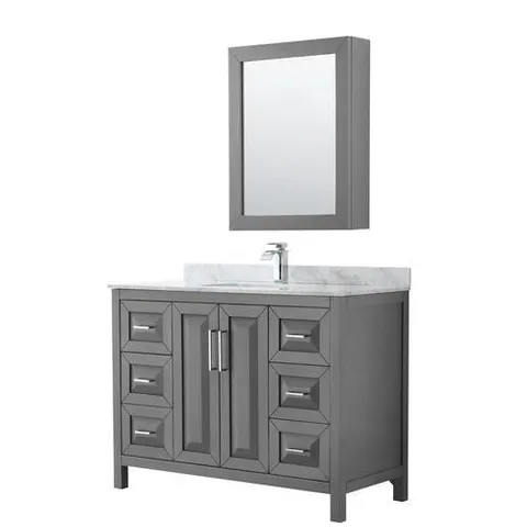 Daria 48-in Dark Gray Single-Sink Vanity with Carrara Marble Top & Mirror