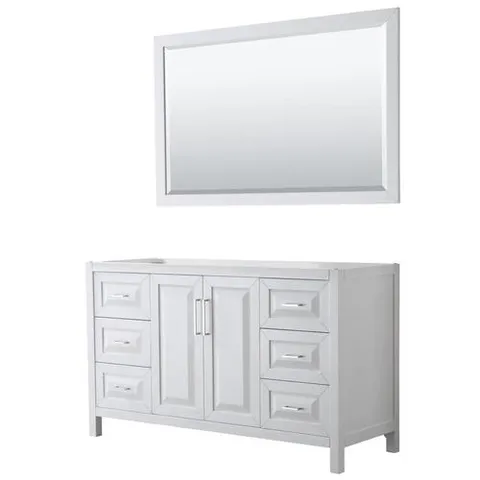 Daria 59-in White Vanity Cabinet with Mirror