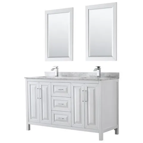 Daria 60" Double-Sink Vanity with Carrara Marble Top
