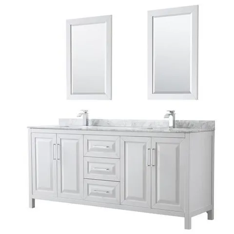 Daria 80" White Double-Sink Vanity with Carrara Marble Top