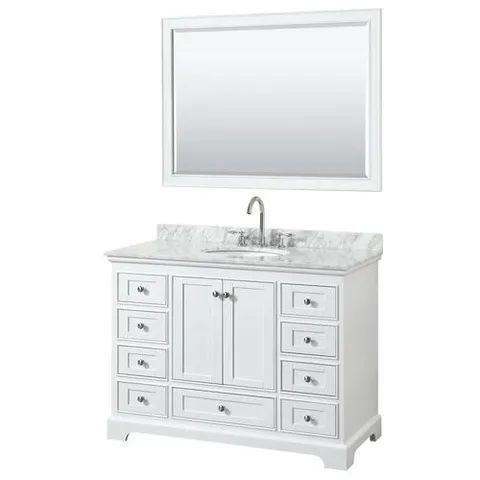 Deborah 48-in White Single-Sink Vanity with Carrara Marble Top