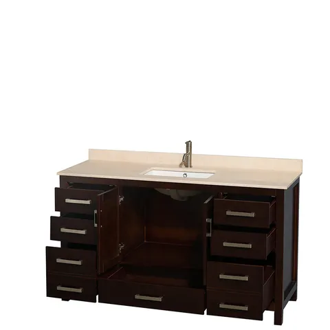 Sheffield 60" Espresso Single-Sink Vanity with Marble Top