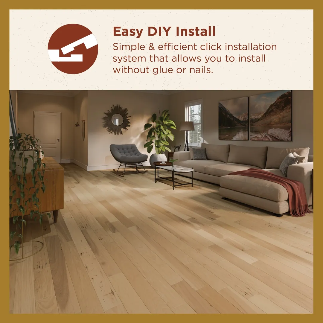 Shaw Statesman Hardwood Sable Hickory 3/8-in T x 5-in W Water Resistant Wirebrushed Engineered Hardwood Flooring ( 21.22-sq ft / Carton ), photo 9 of 14