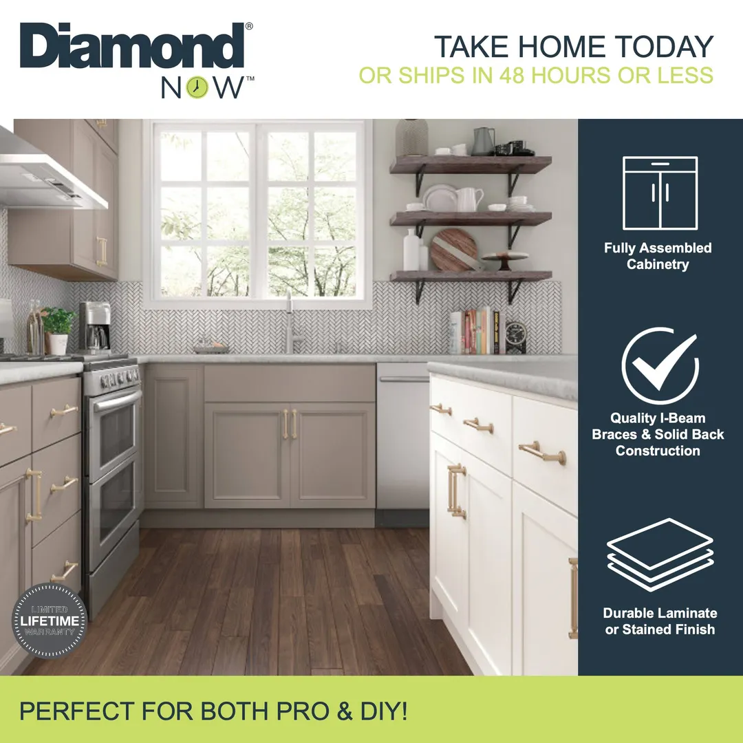 Diamond NOW Wintucket 18-in W x 35-in H x 23.75-in D TrueColor Cloud Gray Door and Drawer Base Cabinet, Fully Assembled, photo 4 of 6