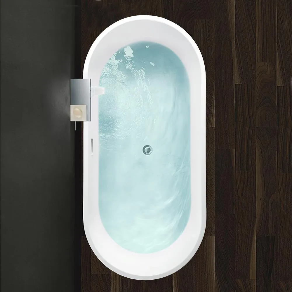 Bordeaux 59 in. Acrylic Flatbottom Freestanding Bathtub in White, photo 9 of 10