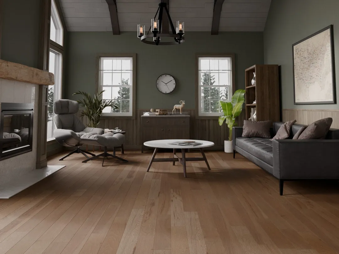 Shaw Statesman Hardwood Sable Hickory 3/8-in T x 5-in W Water Resistant Wirebrushed Engineered Hardwood Flooring ( 21.22-sq ft / Carton ), photo 2 of 14