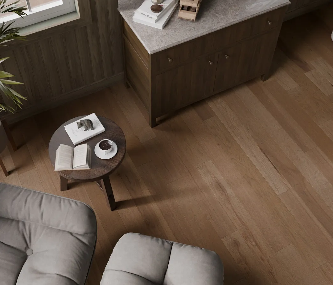 Shaw Statesman Hardwood Sable Hickory 3/8-in T x 5-in W Water Resistant Wirebrushed Engineered Hardwood Flooring ( 21.22-sq ft / Carton ), photo 13 of 14