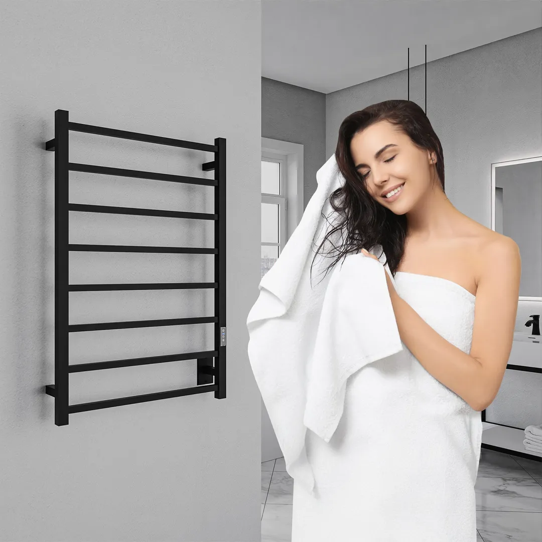 ANZZI Bell 8-Bar Matte Black Plug-In Wall Mounted Towel Warmer, 23.6 in W x 36.25 in H, photo 6 of 10