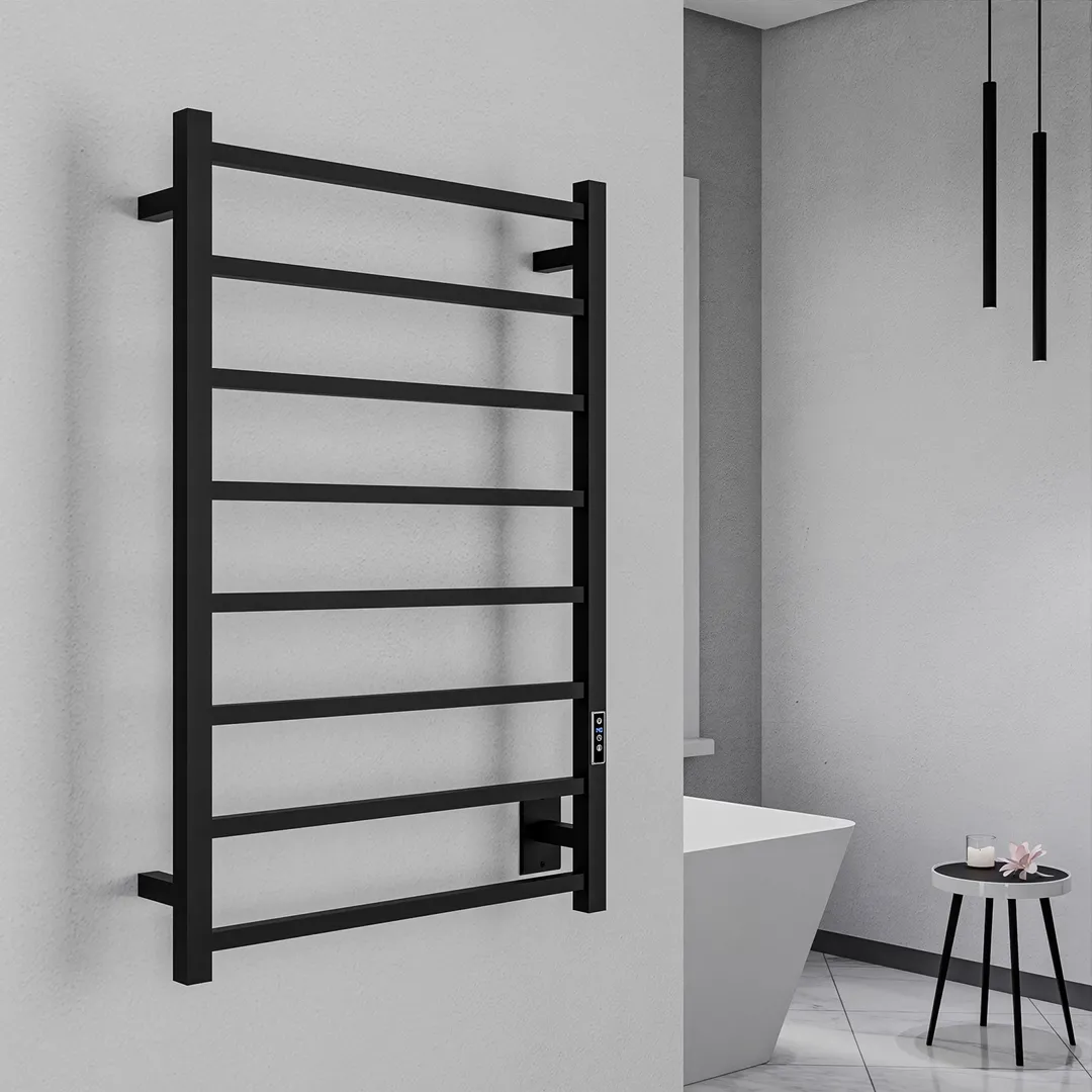 ANZZI Bell 8-Bar Matte Black Plug-In Wall Mounted Towel Warmer, 23.6 in W x 36.25 in H, photo 8 of 10