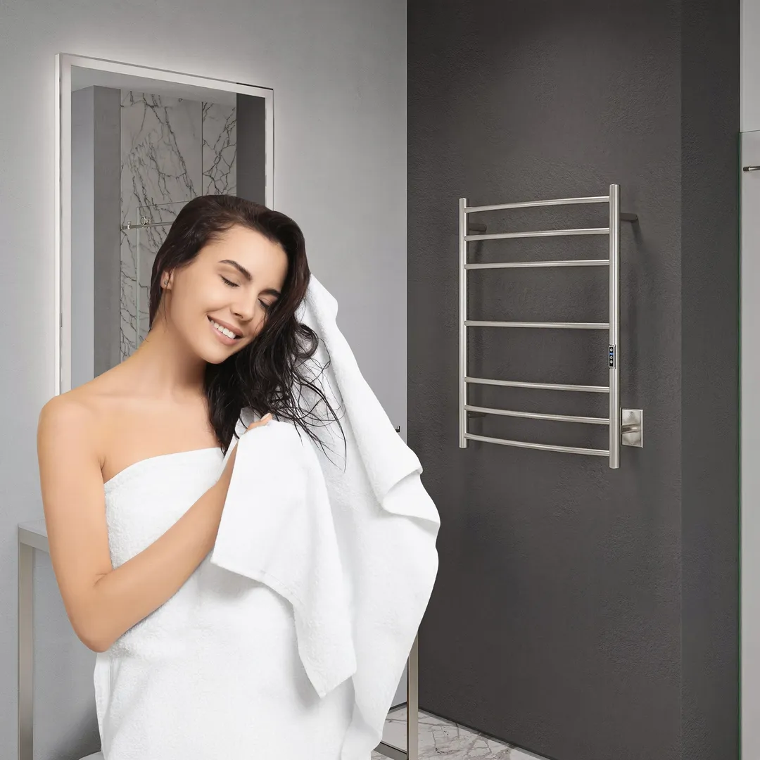 ANZZI Brushed Nickel Plug-In Wall-Mount Towel Warmer, 31.5 x 23.6 in, 7-Bar, photo 6 of 10