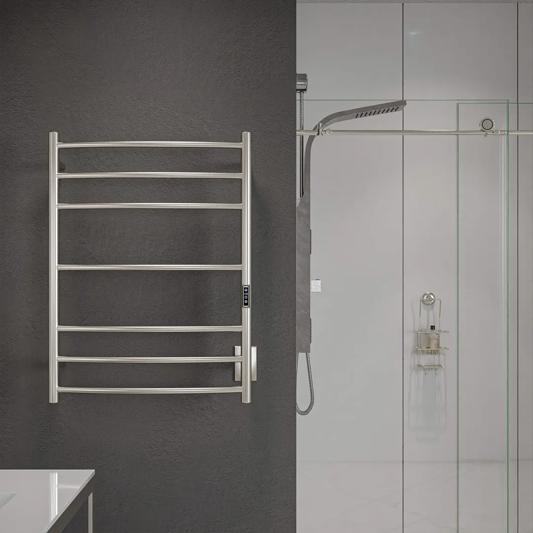 ANZZI Brushed Nickel Plug-In Wall-Mount Towel Warmer, 31.5 x 23.6 in, 7-Bar, photo 7 of 10