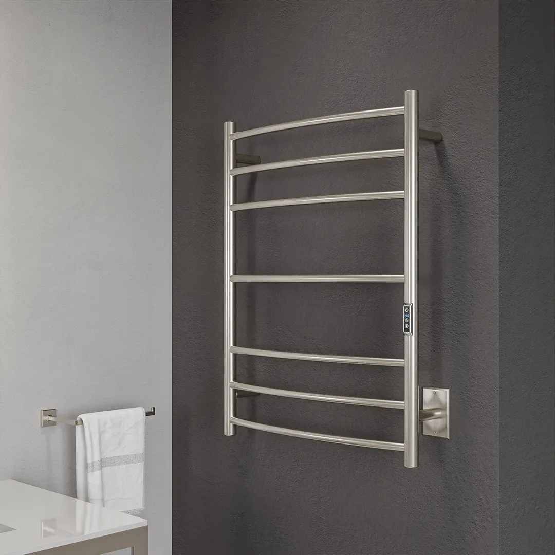 ANZZI Brushed Nickel Plug-In Wall-Mount Towel Warmer, 31.5 x 23.6 in, 7-Bar, photo 8 of 10