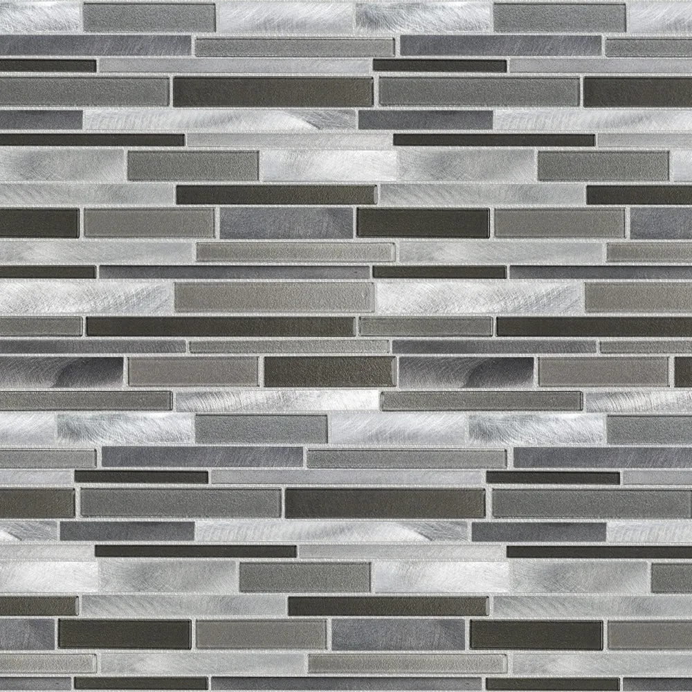 Elida Ceramica Oasis Silver Mix 12-in x 12-in Multi-Finish Glass/Metal Linear Mosaic Wall Tile, photo 9 of 15