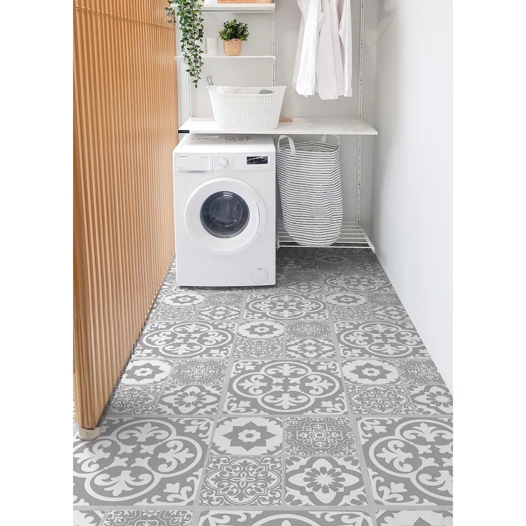 FloorPops Grey 2.76-mil x 12-in W Waterproof Peel and Stick Patterned look Luxury Vinyl Tile Flooring ( 12-sq ft Carton ), photo 3 of 8