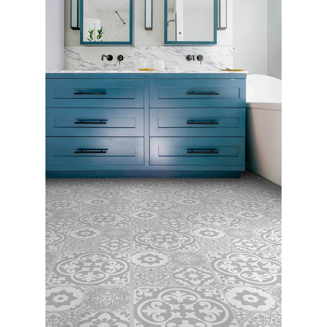 FloorPops Grey 2.76-mil x 12-in W Waterproof Peel and Stick Patterned look Luxury Vinyl Tile Flooring ( 12-sq ft Carton ), photo 4 of 8