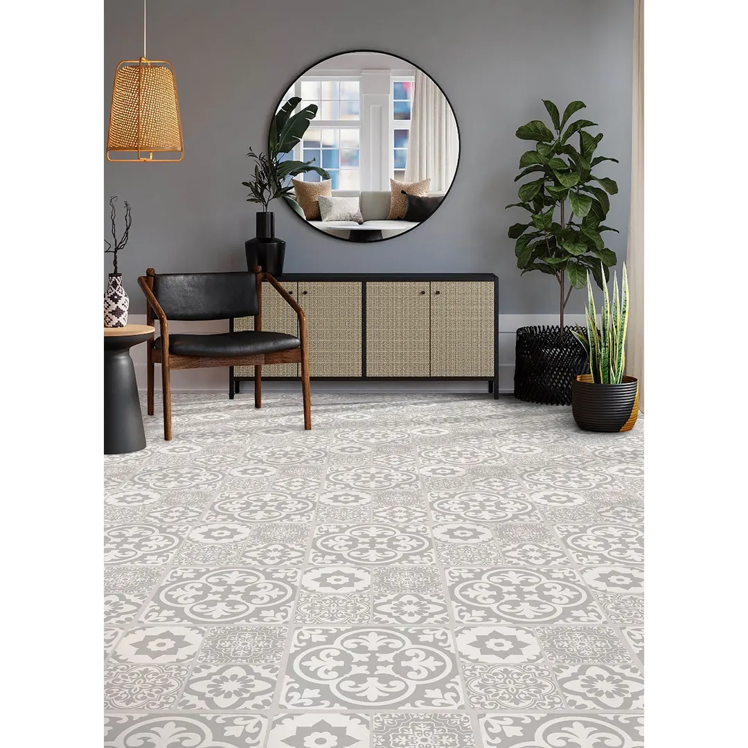 FloorPops Grey 2.76-mil x 12-in W Waterproof Peel and Stick Patterned look Luxury Vinyl Tile Flooring ( 12-sq ft Carton ), photo 5 of 8