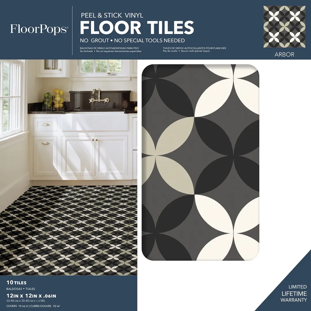 FloorPops Neutral 12-in x 12-in Water Resistant Peel and Stick Vinyl Tile Flooring (20-sq ft), photo 5 of 8