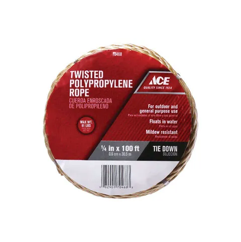 1/4 in deep · 100 ft long Brown Twisted Polypropylene Rope