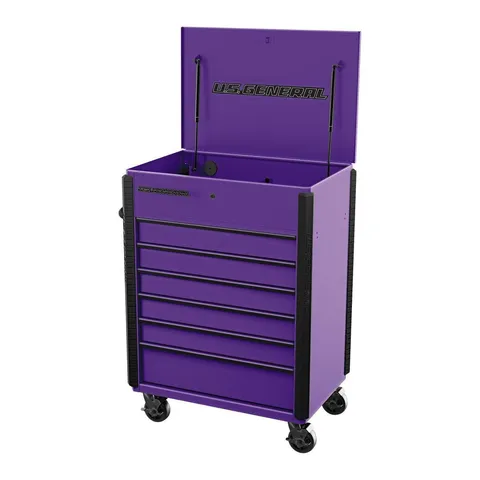 34 × 23 in, 6-Drawer Full-Bank Service Cart, Purple