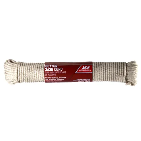 7/32 in deep · 100 ft long White Solid Braided Cotton Sash Cord